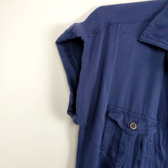 Aerie American Eagle Navy Blue Soft Utility Jumpsuit Short Sleeve Romper XS - Picture 2 of 5
